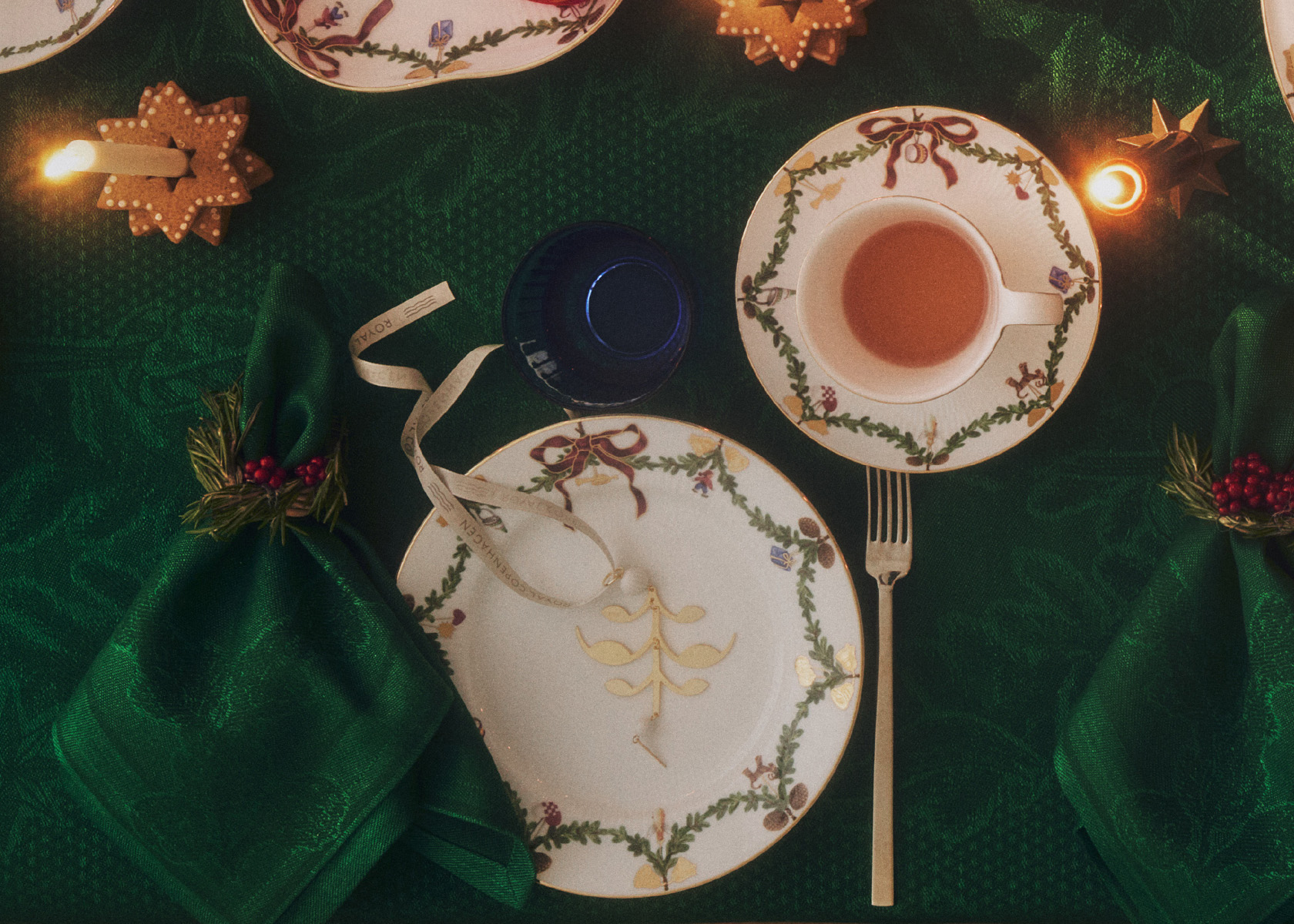 Christmas Gold Ornament on a Star Fluted Christmas plate